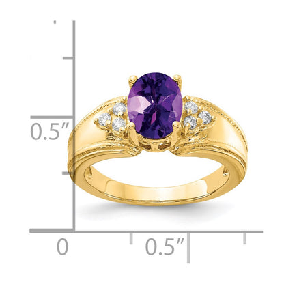 14K Yellow Gold 8x6mm Oval Amethyst A Real Diamond ring