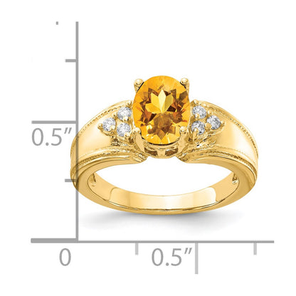 14K Yellow Gold 8x6mm Oval Citrine A Real Diamond ring