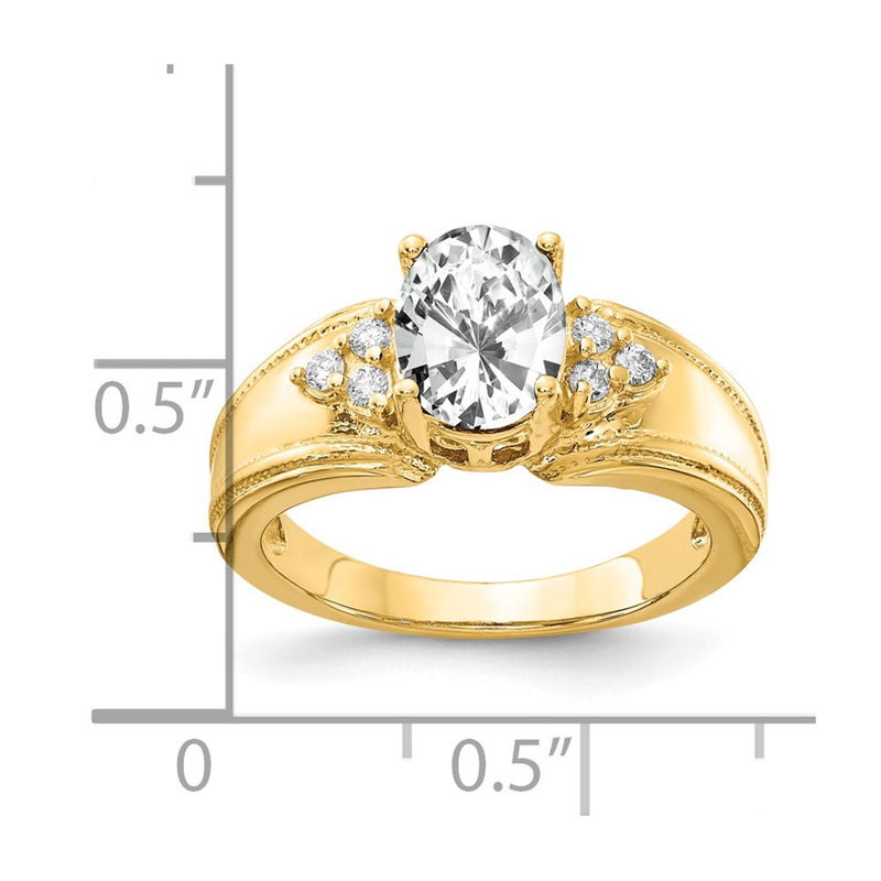 14k Yellow Gold 8x6mm Oval Cubic Zirconia AA Diamond Ring