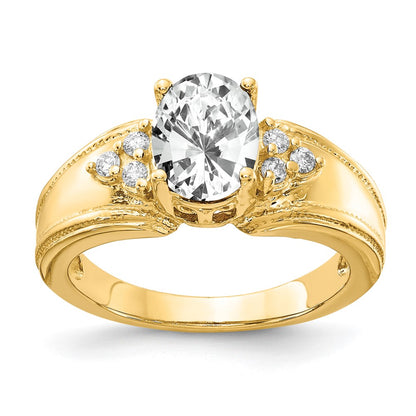 14k Yellow Gold 8x6mm Oval Cubic Zirconia AAA Diamond Ring