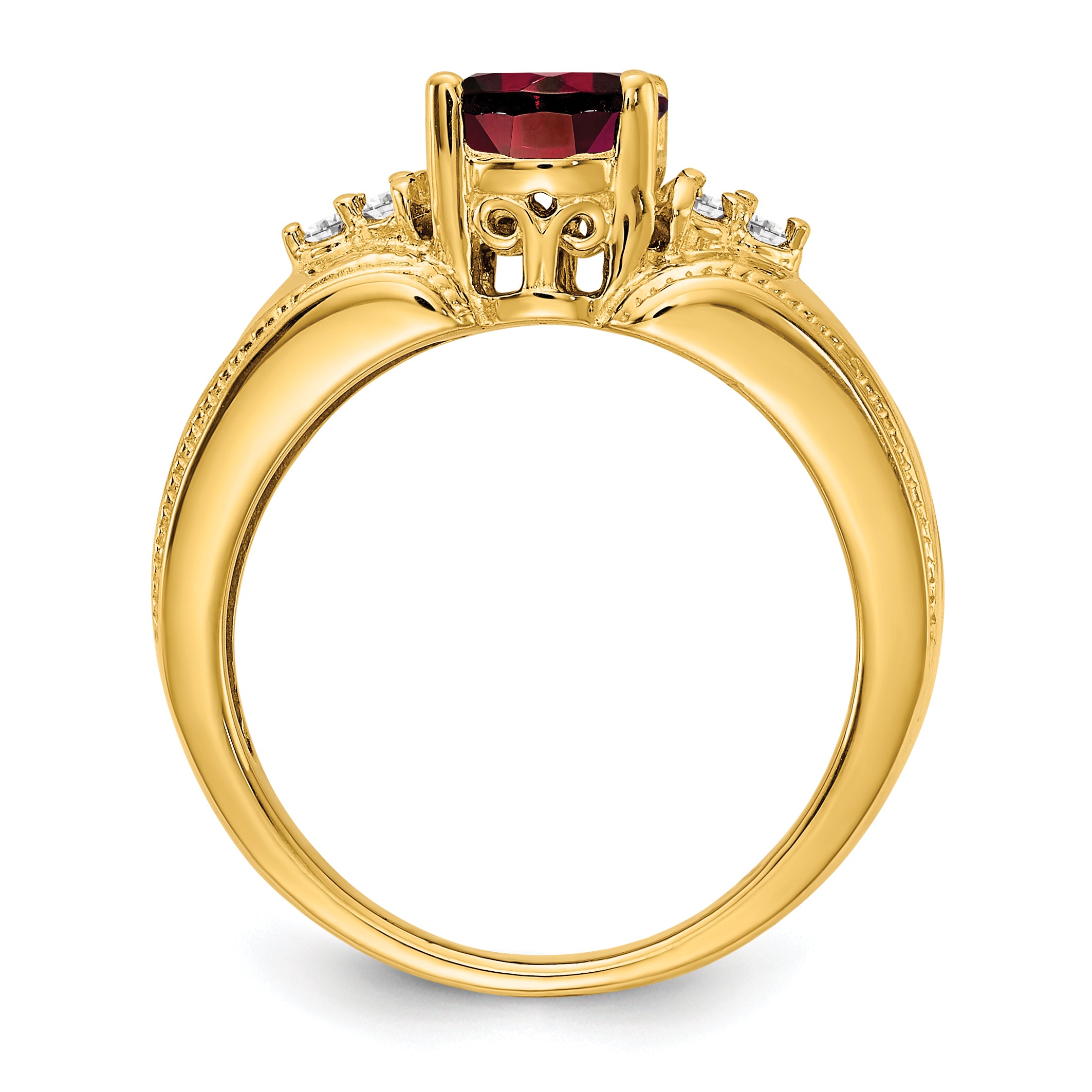 14K Yellow Gold 8x6mm Oval Garnet A Real Diamond ring