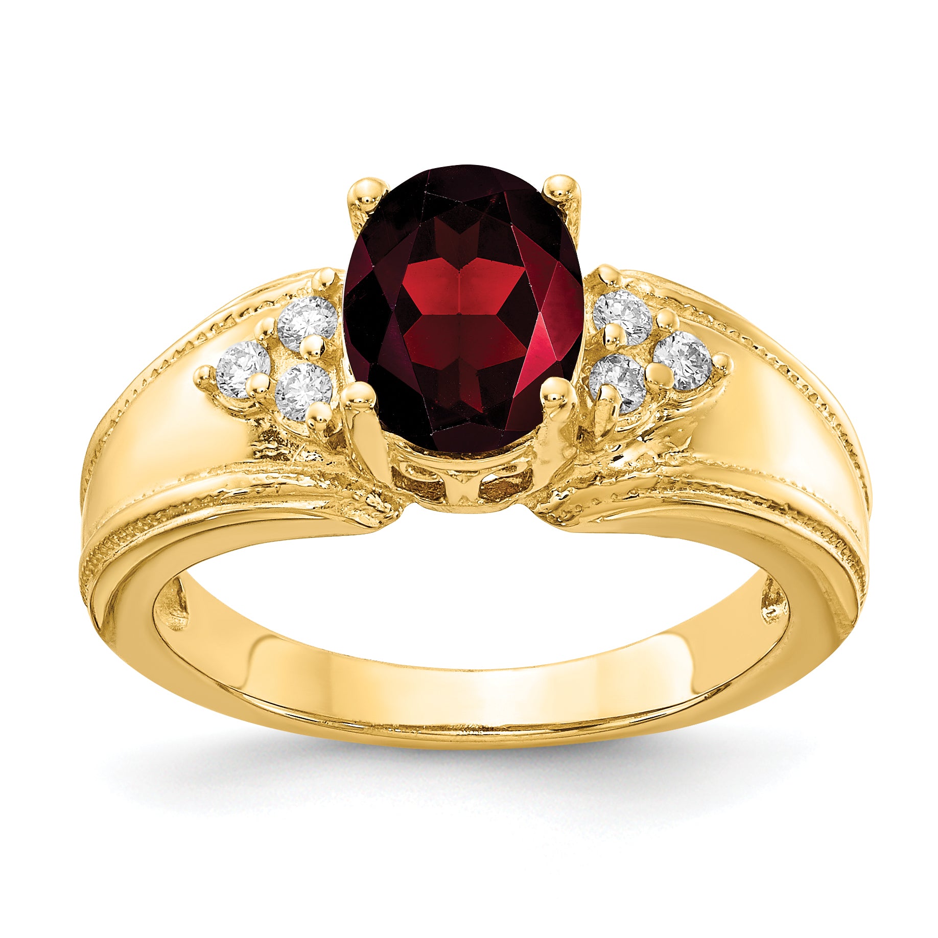 14K Yellow Gold 8x6mm Oval Garnet A Real Diamond ring
