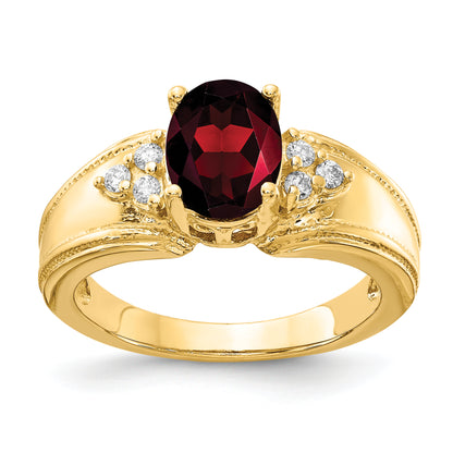 14K Yellow Gold 8x6mm Oval Garnet A Real Diamond ring