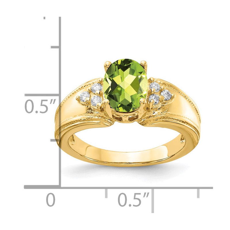 14K Yellow Gold 8x6mm Oval Peridot A Real Diamond ring