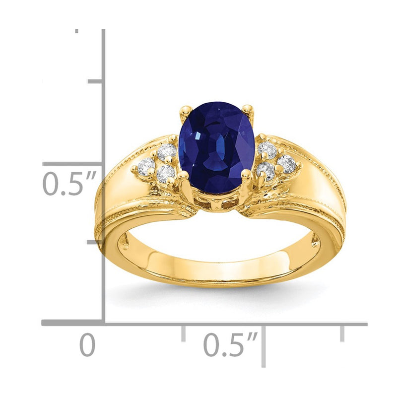 14k Yellow Gold 8x6mm Oval Sapphire AAA Diamond ring