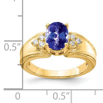 14k Yellow Gold 8x6mm Oval Tanzanite AA Diamond ring