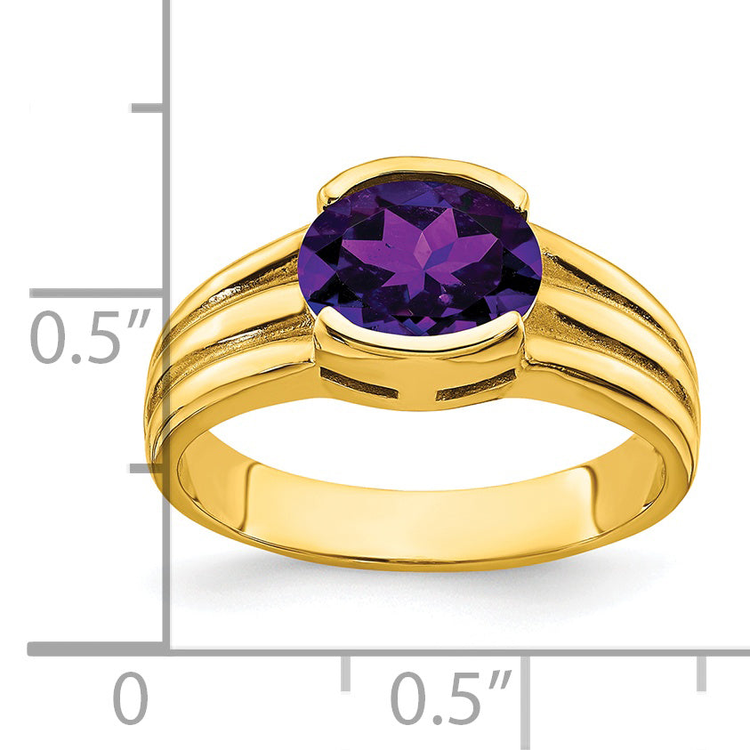 14K Yellow Gold 8x6mm Oval Amethyst ring