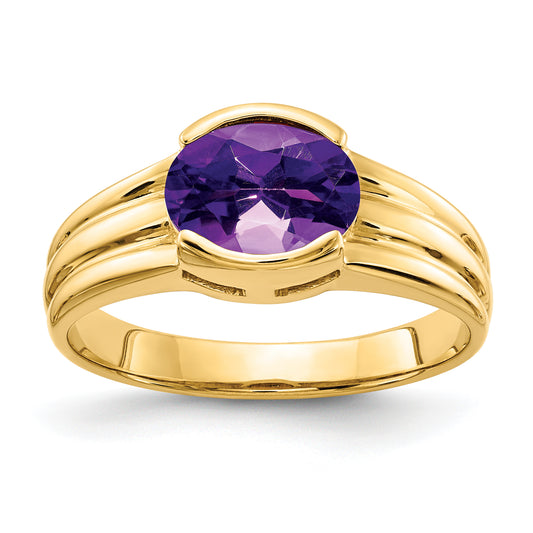 14K Yellow Gold 8x6mm Oval Amethyst ring