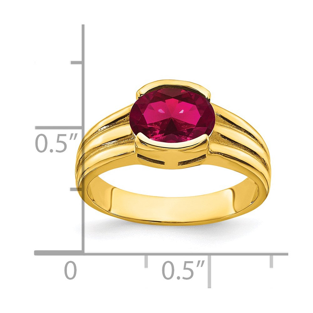 14K Yellow Gold 8x6mm Oval Created Ruby ring