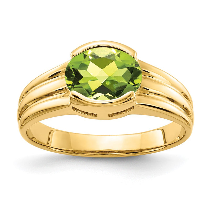 14K Yellow Gold 8x6mm Oval Peridot ring
