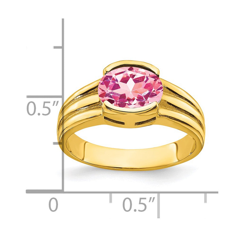 14k Yellow Gold 8x6mm Oval Pink Tourmaline ring