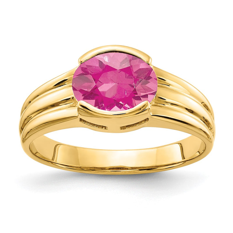 14k Yellow Gold 8x6mm Oval Pink Tourmaline ring