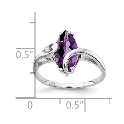 14k White Gold 12x6mm Marquise Amethyst AA Diamond ring