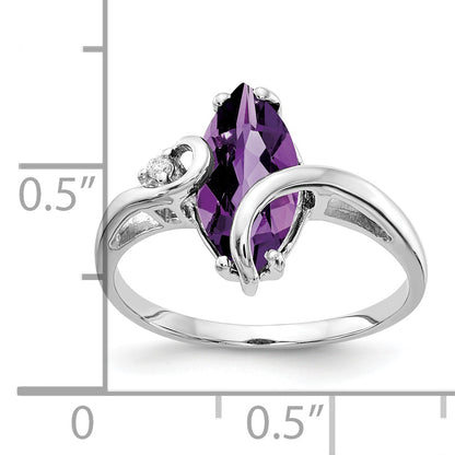 14k White Gold 12x6mm Marquise Amethyst AA Diamond ring