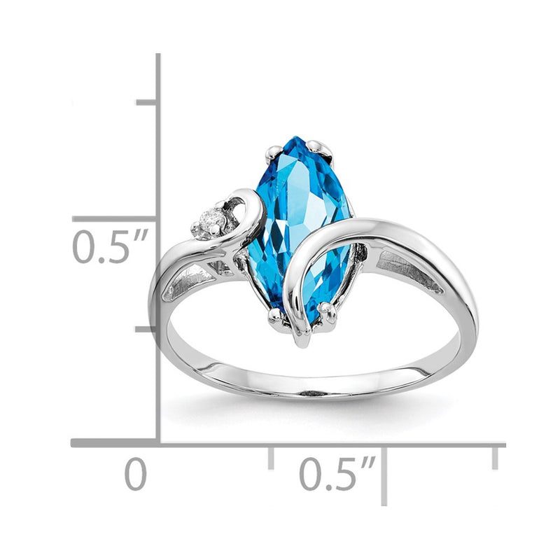 14k White Gold 12x6mm Marquise Blue Topaz AA Diamond ring