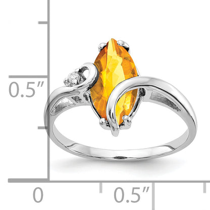 14k White Gold 12x6mm Marquise Citrine AAA Diamond ring