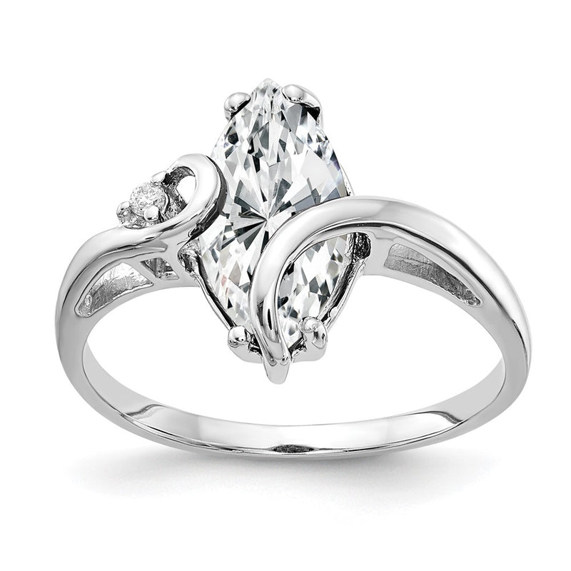 14k White Gold 12x6mm Marquise Cubic Zirconia A Real Diamond ring