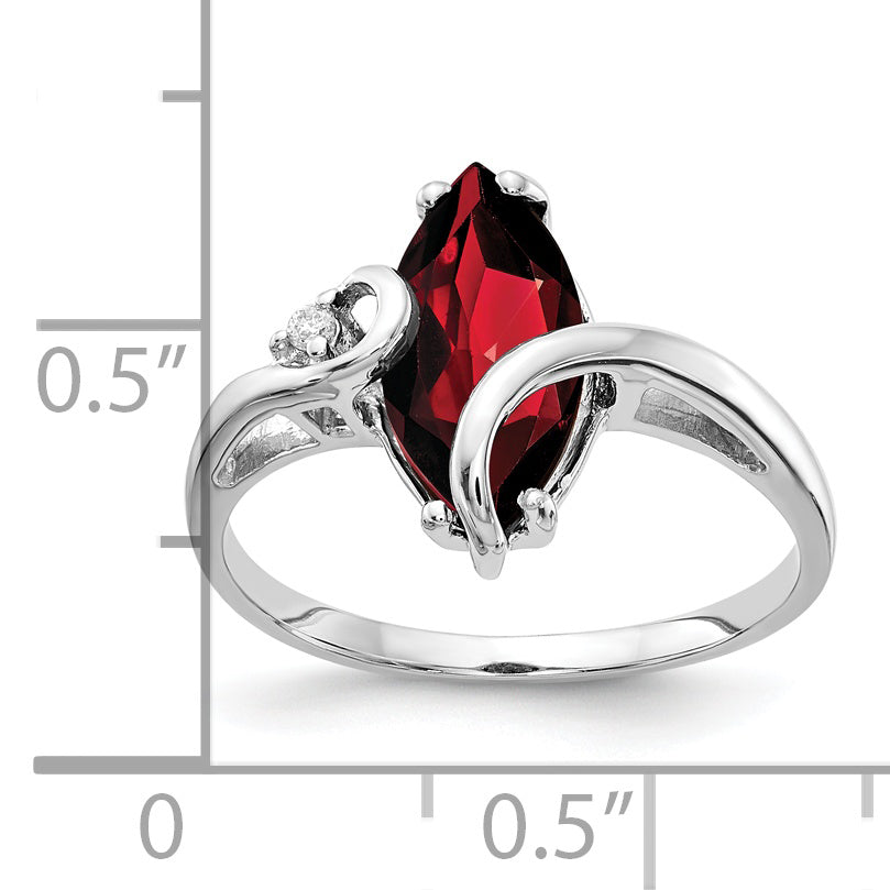 14k White Gold 12x6mm Marquise Garnet A Real Diamond ring