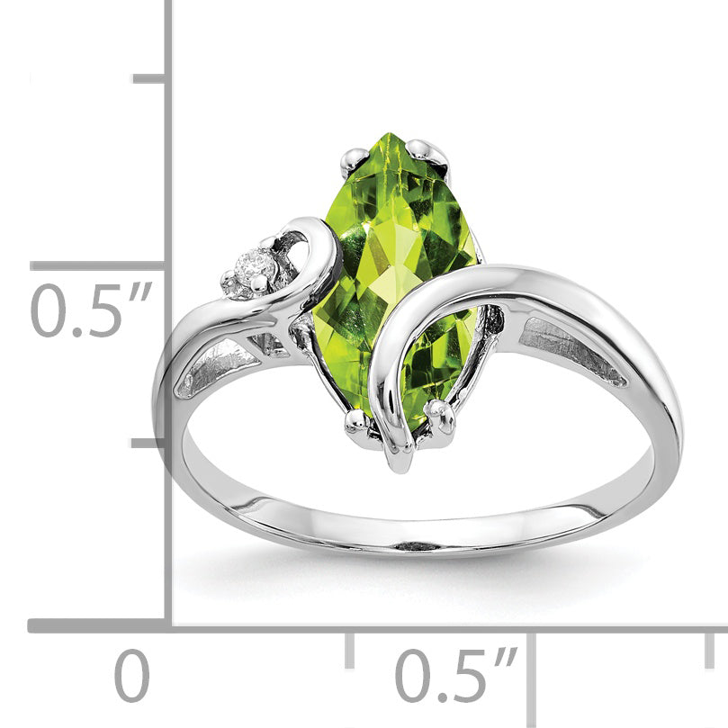14k White Gold 12x6mm Marquise Peridot A Real Diamond ring