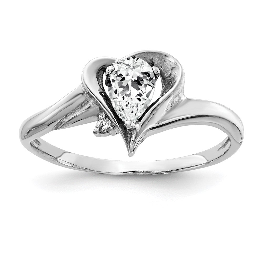 14k White Gold 6x4mm Pear Cubic Zirconia A Real Diamond ring