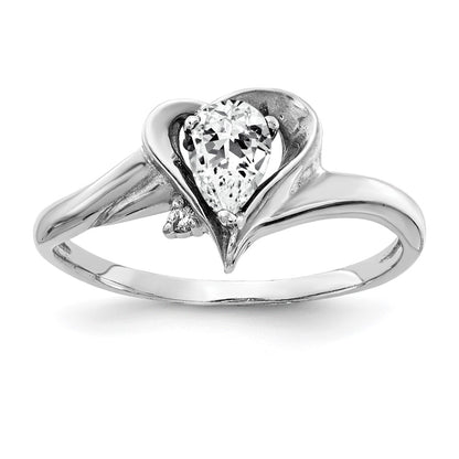 14k White Gold 6x4mm Pear Cubic Zirconia A Real Diamond ring