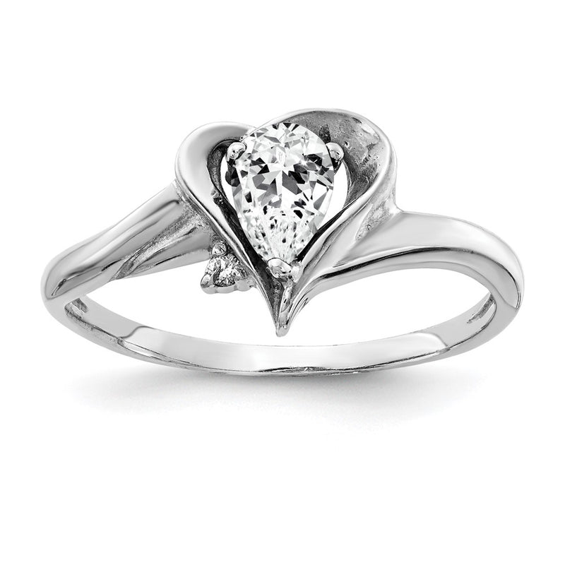 14k White Gold 6x4mm Pear Cubic Zirconia A Real Diamond ring