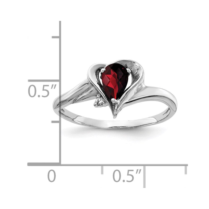 14k White Gold 6x4mm Pear Garnet Checker AAA Diamond ring