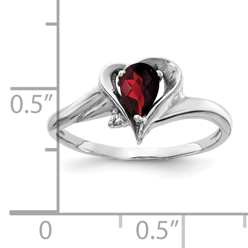 14k White Gold 6x4mm Pear Garnet Checker AAA Diamond ring