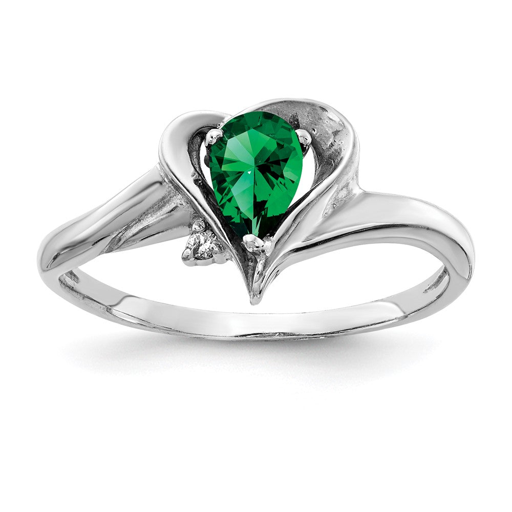 14k White Gold 6x4mm Pear Mount St. Helens AA Diamond ring