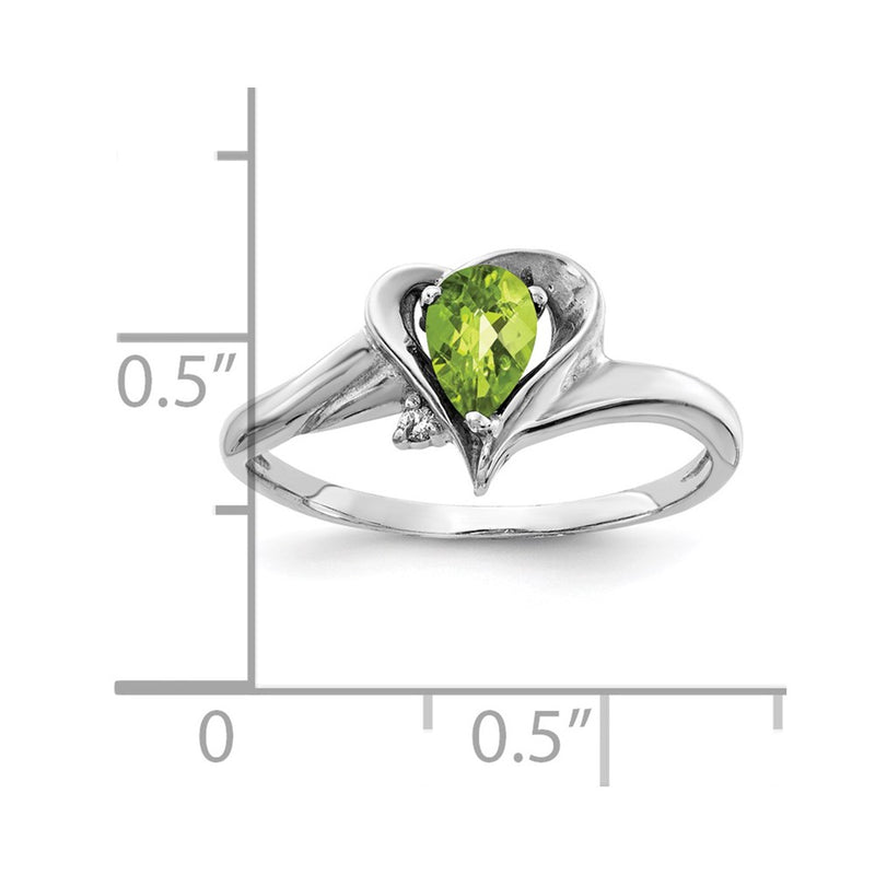 14k White Gold 6x4mm Pear Peridot Checker A Real Diamond ring