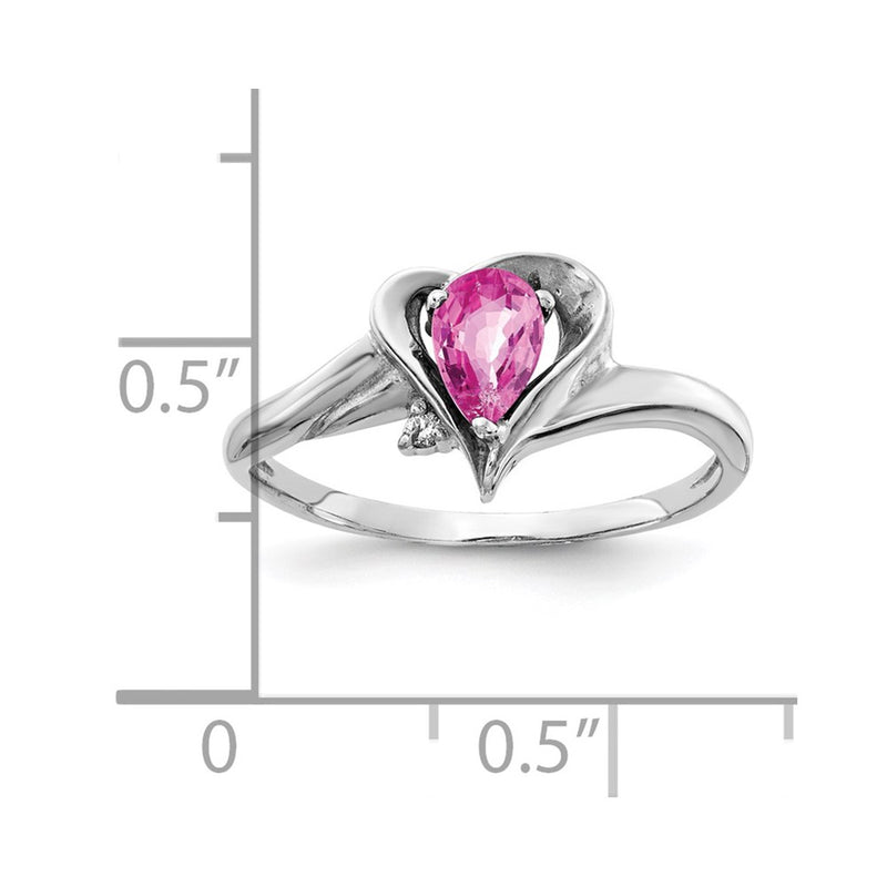 14k White Gold 6x4mm Pear Pink Sapphire AA Diamond ring