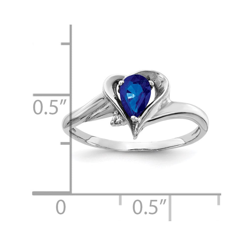 14k White Gold 6x4mm Pear Sapphire A Real Diamond ring