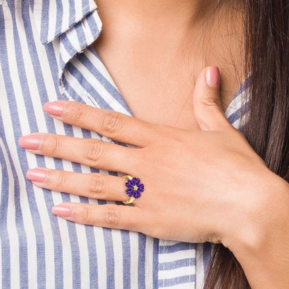14K Yellow Gold 6mm Heart Amethyst A Real Diamond ring