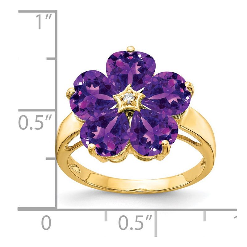 14K Yellow Gold 6mm Heart Amethyst A Real Diamond ring