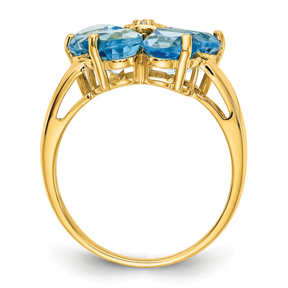 14k Yellow Gold 6mm Heart Blue Topaz AAA Diamond ring