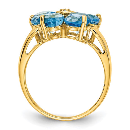 14K Yellow Gold 6mm Heart Blue Topaz A Real Diamond ring