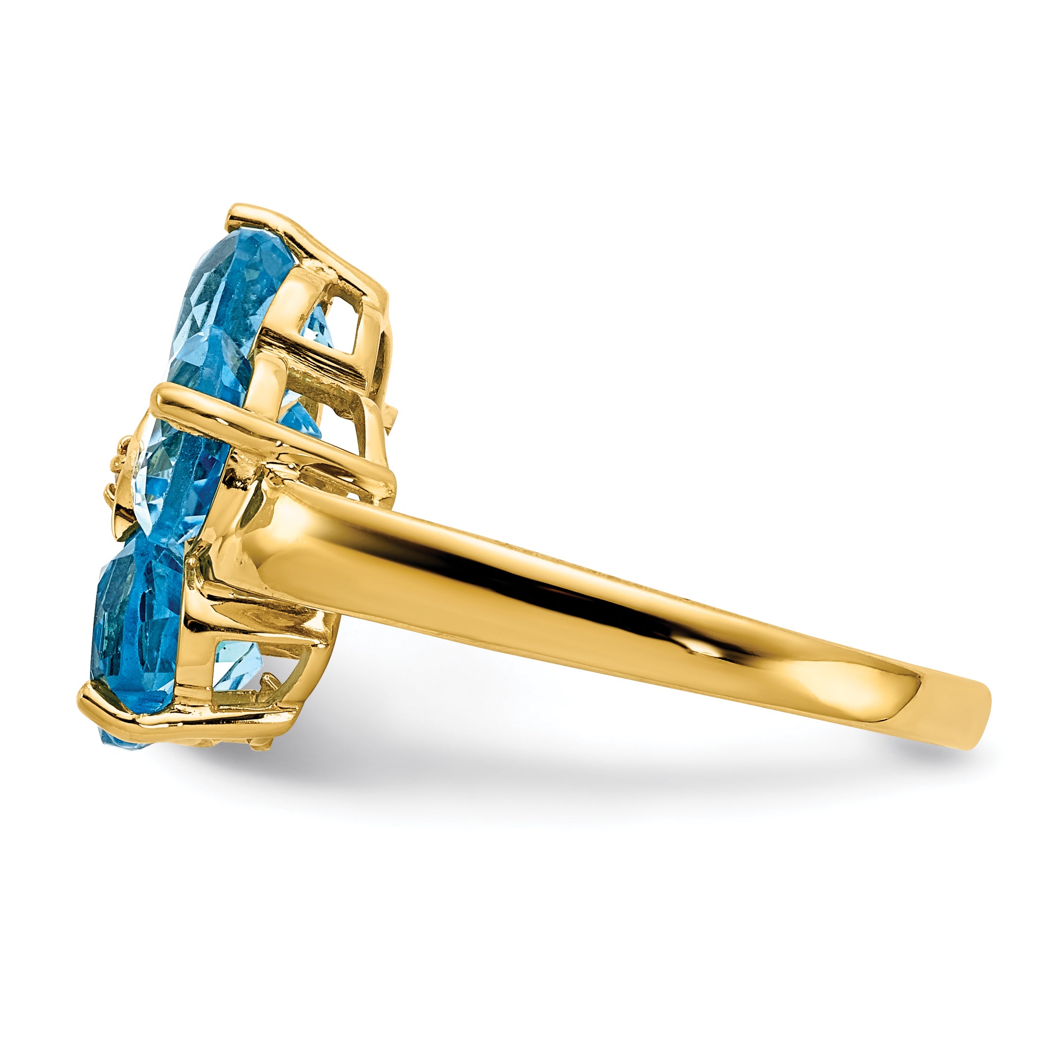 14k Yellow Gold 6mm Heart Blue Topaz AAA Diamond ring