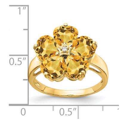 14K Yellow Gold 6mm Heart Citrine A Real Diamond ring