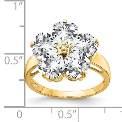 14K Yellow Gold 6mm Heart Cubic Zirconia A Real Diamond ring