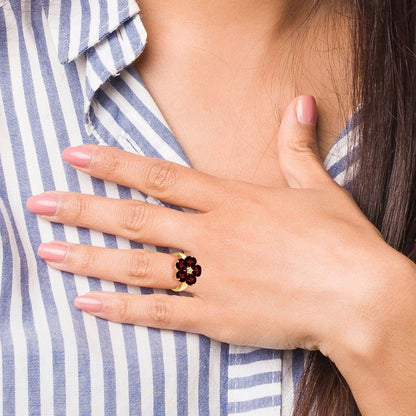 14K Yellow Gold 6mm Heart Garnet A Real Diamond ring