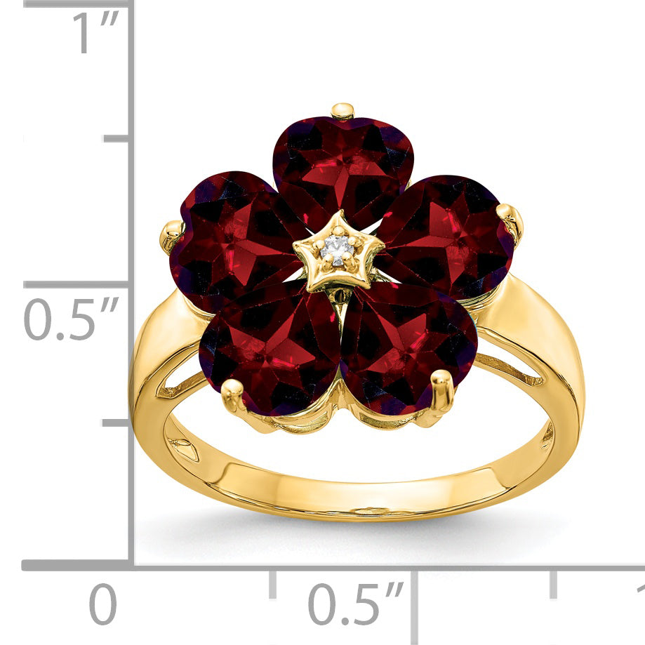 14k Yellow Gold 6mm Heart Garnet VS Diamond ring