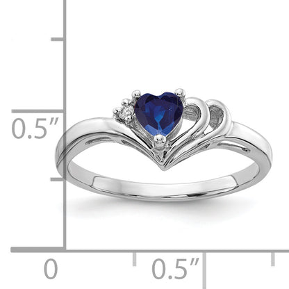 14k White Gold 4mm Heart Sapphire AAA Diamond ring