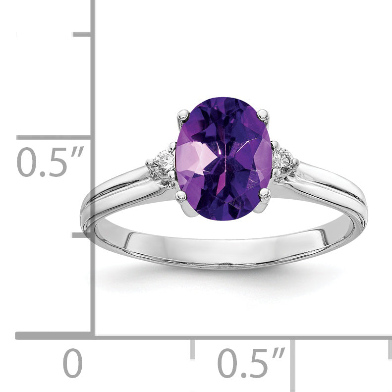 14k White Gold 8x6mm Oval Amethyst A Real Diamond ring