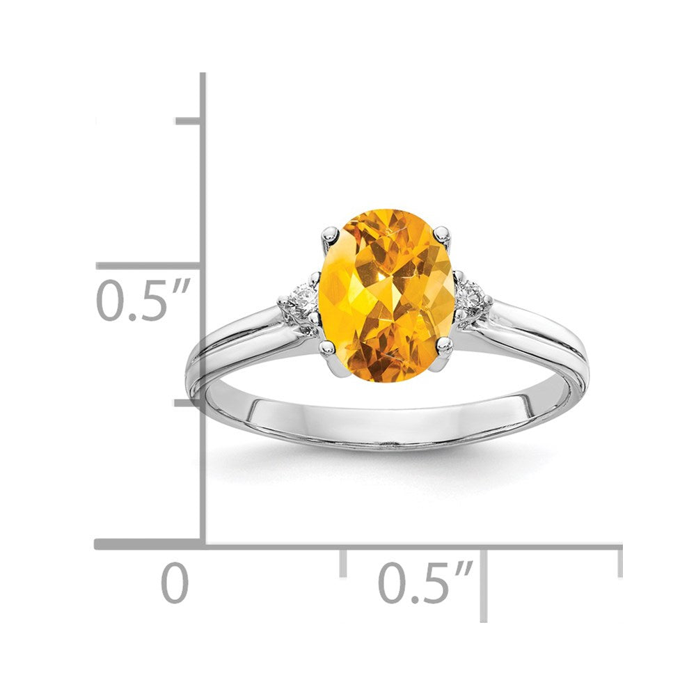14k White Gold 8x6mm Oval Citrine A Real Diamond ring