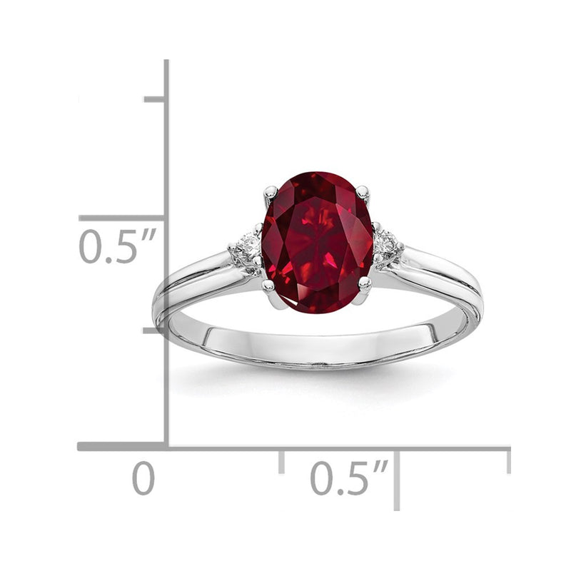 14k White Gold 8x6mm Oval Created Ruby A Real Diamond ring