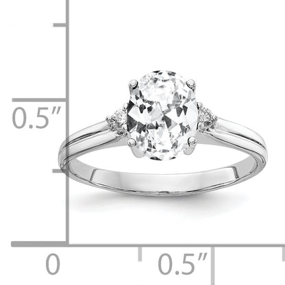 14k White Gold 8x6mm Oval Cubic Zirconia AA Diamond Ring