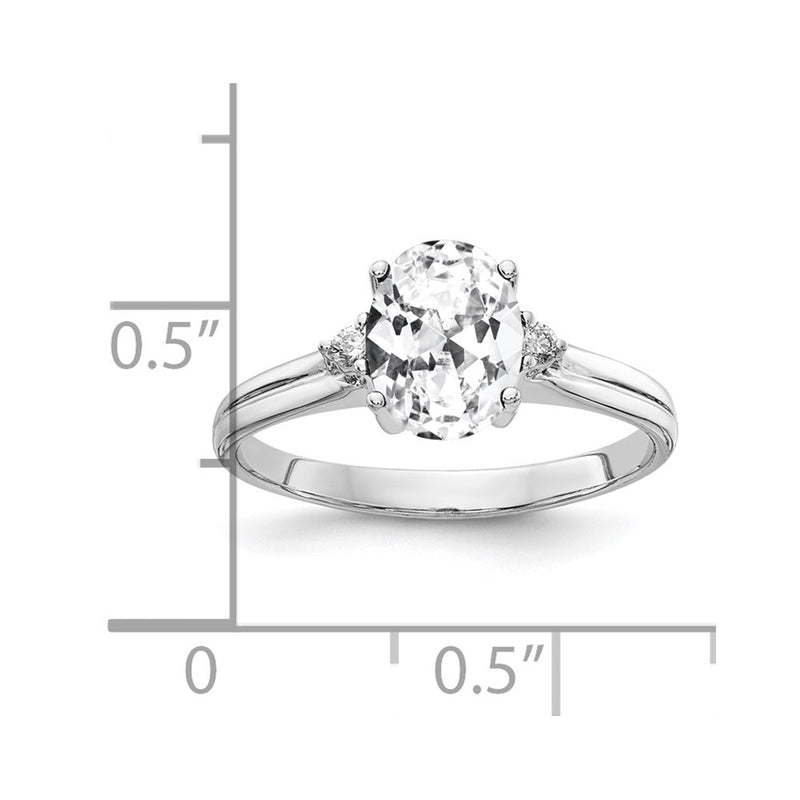 14k White Gold 8x6mm Oval Cubic Zirconia AA Diamond Ring