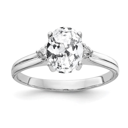 14k White Gold 8x6mm Oval Cubic Zirconia A Real Diamond ring