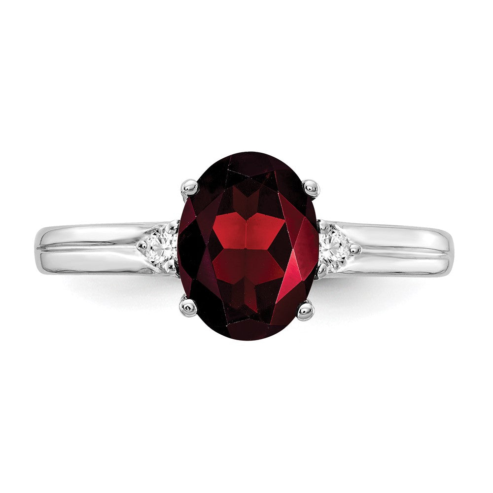14k White Gold 8x6mm Oval Garnet AAA Diamond ring