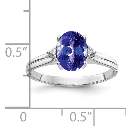 14k White Gold 8x6mm Oval Tanzanite VS Diamond ring